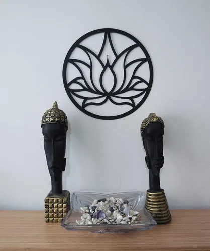 Miniatura 2 de dogalmasacom Arte de pared de metal de flor de loto, decoración de pared redonda de mandala de metal, arte de pared colgante para yoga, zen