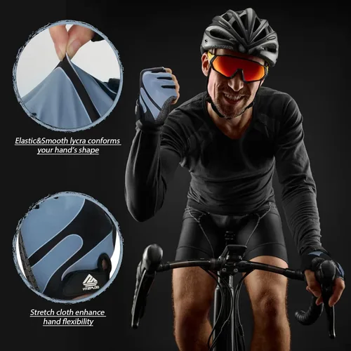 Miniatura 4 de Guantes de bicicleta para hombres y mujeres con almohadilla antideslizante que absorbe los golpes, guantes de ciclismo ligeros de medio dedo