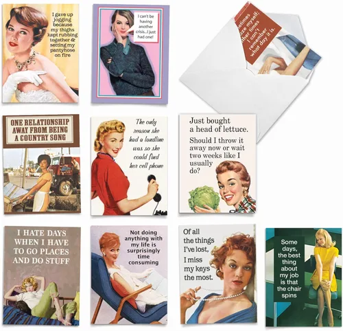 Miniatura 8 de The Best Card Company - 10 tarjetas de felicitación divertidas en blanco para mujer (4 x 5.12 pulgadas) - Surtido en caja para todas las ocasiones