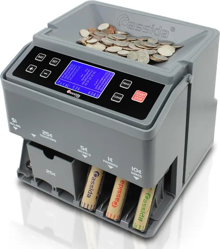 Miniatura 7 de Cassida Clasificador/contador electrónico de monedas C100, monedas contables 1¢, 5¢, 10¢, 25¢, 250 monedas/min, 110 VAC
