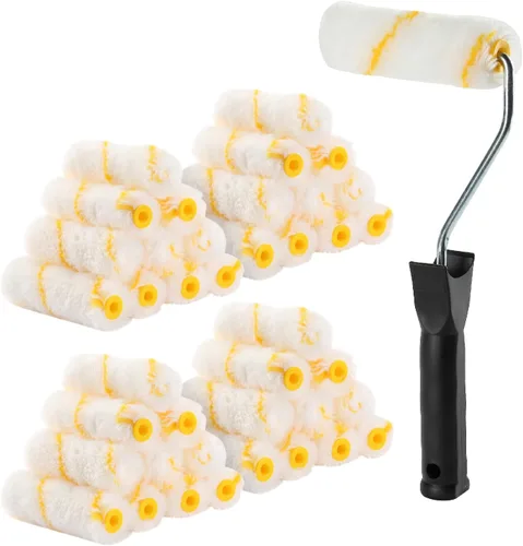 Miniatura 11 de Bates- Rodillos de pintura, rodillo de pintura de 4 pulgadas con 10 cubiertas, herramienta de pintura de pared Blanco