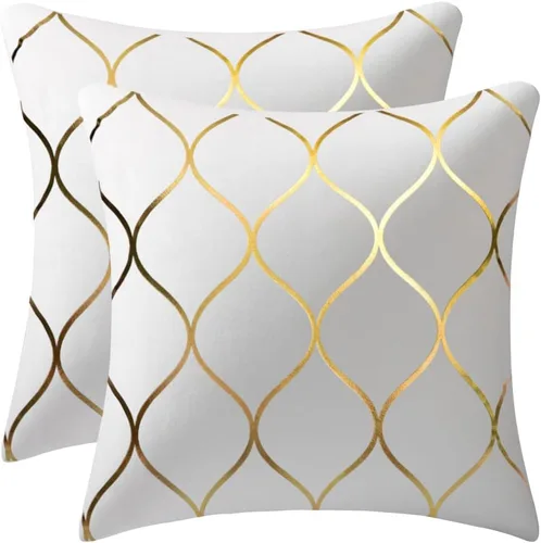 Miniatura 10 de DEZENE Fundas de almohada de terciopelo dorado de 16 x 16 pulgadas: paquete de 2 fundas de almohada cuadradas decorativas para dormitorio, sofá