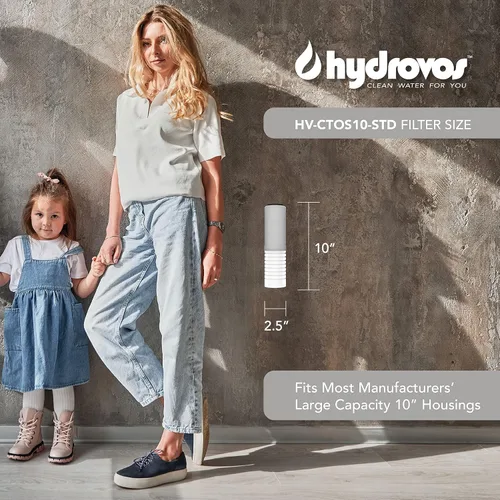 Miniatura 5 de HYDROVOS Filtro de agua para toda la casa de 10 x 2.5 pulgadas, repuesto de filtro de agua de carbono CTO, GAC y PP 2 en 1 de alta eficiencia