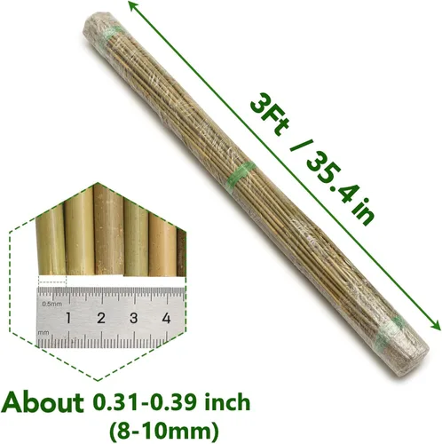 Miniatura 5 de 60 estacas de bambú para plantas de 3 pies, estacas de bambú para plantas de jardín para soporte de plantas, plantas trepadoras, tomates, girasoles