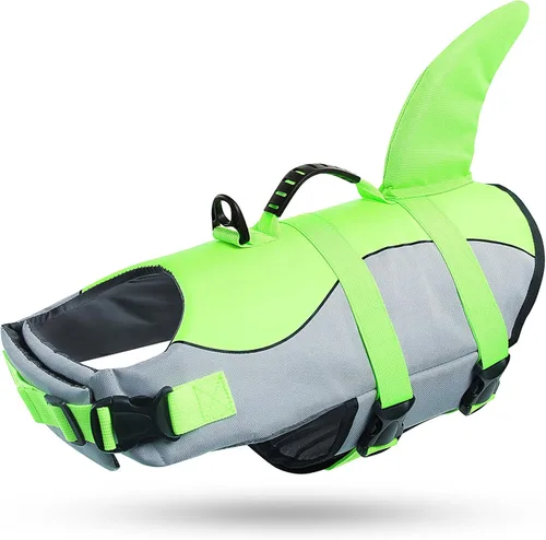 Miniatura 35 de Queenmore - Chaleco salvavidas Ripstop de tiburón para perro, ajustable, con alta flotabilidad y asa de rescate duradera, para perros pequeños