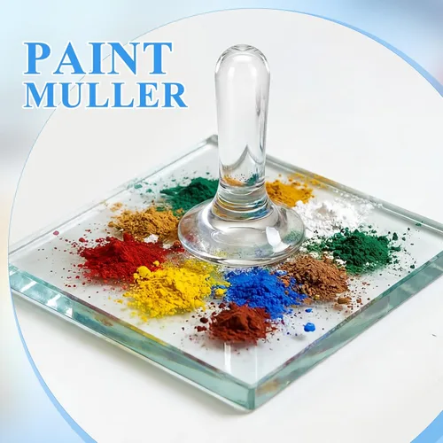 Miniatura 5 de Nuanchu Muller de vidrio para hacer pintura, suministros de arte Muller de 1.57 pulgadas para artistas, aparato de maja para acuarela, aceite