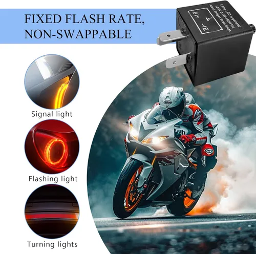 Miniatura 5 de Relé intermitente electrónico de 3 pines CF13 EP34, relé intermitente LED CF-3 con función de velocidad ajustable, relé intermitente de señal