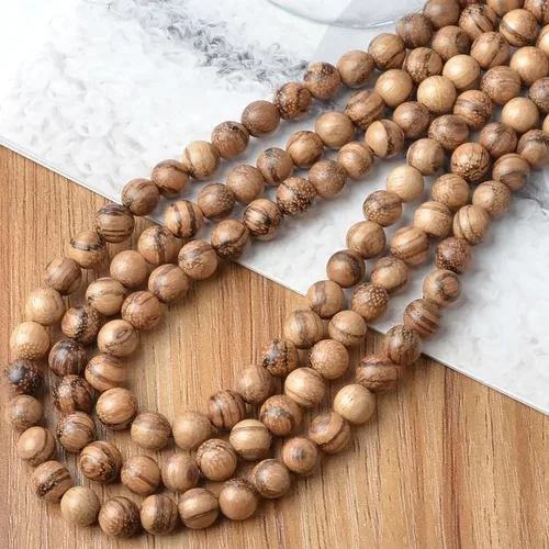Miniatura 17 de MASSIVE BEADS - KIT de 960 cuentas de madera redondas sueltas mixtas naturales de 6 mm para hacer joyas, con hilo e agujas (12 de madera, 6 mm)