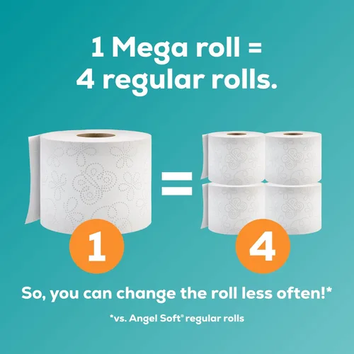 Miniatura 3 de Angel Soft Papel higiénico, 8 megarrollos = 32 rollos regulares, papel higiénico suave y fuerte