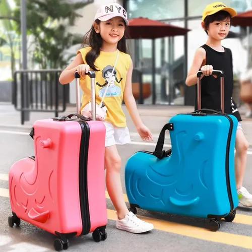 Miniatura 2 de Maleta de viaje para niños de 20 pulgadas, caja de carrito gruesa portátil para niños con 4 ruedas universales, cerraduras de combinación