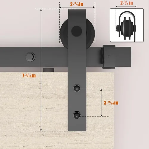 Miniatura 6 de Kit de herrajes para puerta de granero de 5 pies, juego de herrajes modulares resistentes para puertas interiores y exteriores