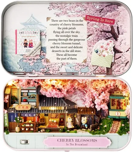 Miniatura 9 de Kisoy Casa de muñecas en miniatura con kit de muebles, modelo de casa de bricolaje hecho a mano para regalo de adolescentes y adultos