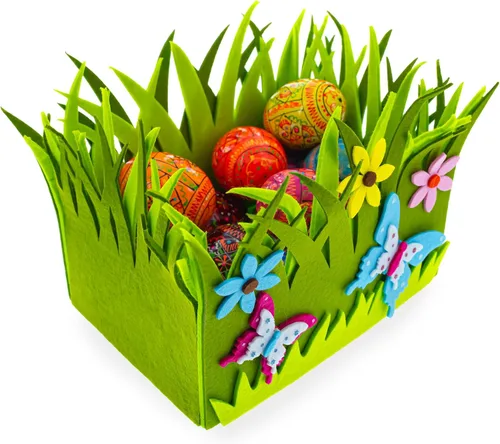 Miniatura 5 de Juego de 2 centros de mesa decorativos de fieltro de Pascua con flores de primavera y mariposas