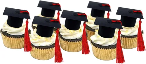 Miniatura 27 de Ercadio 36 piezas de tapa de graduación dorada con purpurina 2026 para magdalenas de clase de 2026, para preescolar, escuela secundaria, diploma