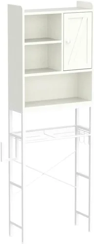 Miniatura 5 de AWQM Gabinete de almacenamiento sobre el inodoro, organizador de gabinete de baño con estante ajustable, soportes de inodoro independientes Blanco