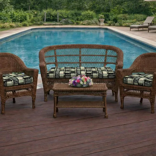 Miniatura 2 de RSH DECOR: Sunbrella 3-Piece Tufted Wicker Cushion Set 44" x 22" & 22" x 22" Outdoor Loveseat & U-Shaped Seat Cushions Crafted with