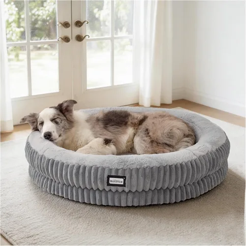 Miniatura 13 de BALANCE Cama para gatos, cama redonda lavable para gatos de interior, cama de felpa súper suave de piel sintética para cachorros y gatitos con parte