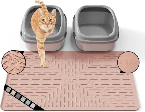 Miniatura 9 de OHMO Alfombrilla Grande para Arena de Gatos Alfombrilla de Captura Premium Goma de Silicona 31.5 x 23.6 pulgadas Gris Ceniza, Alfombrilla para Caja