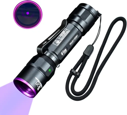 E-H6 - Linterna UV de 365 nm, luz negra profesional pequeña AA ultravioleta para curado de resina, minerales, orina de mascotas, caza de escorpiones