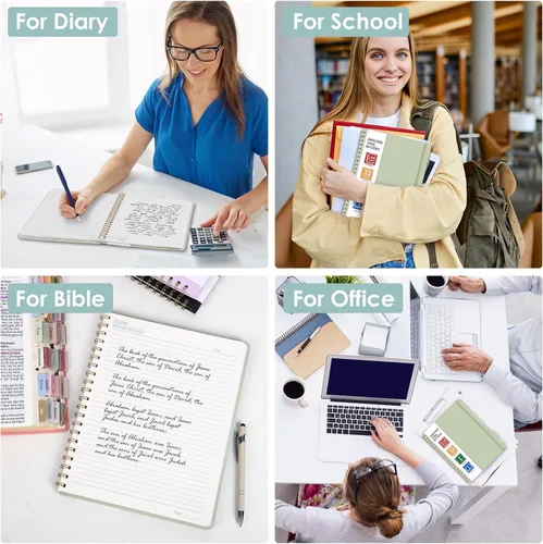 Miniatura 7 de LABUK Cuaderno de espiral de 8.5 x 11 pulgadas, cuadernos A4 de tapa dura para mujer, 55 hojas y 110 páginas, diario grande para el trabajo