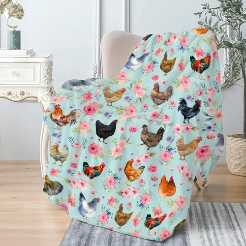 Miniatura 12 de Manta de raza de pollo – Manta de pollo para niños y niñas – Acogedora franela suave, ligera y cálida – Habitación, cama, camping – 30"x40
