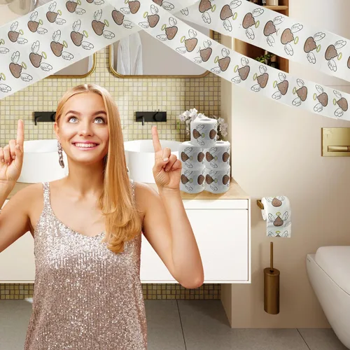 Miniatura 6 de Poop - Decoraciones de feliz cumpleaños para mujeres, hombres, ella, él, 3 capas, 150 hojas, rollo de papel higiénico novedoso, papel higiénico