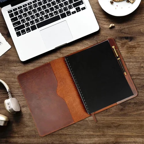 Miniatura 4 de Funda de cuero de grano completo resistente (8.5 x 11 pulgadas), Cahier XXL recargable, Cuaderno espiral recargable (8.5 x 11 pulgadas), Funda