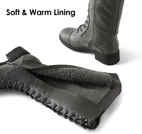 Miniatura 2 de DREAM PAIRS - Botas de poliuretano a la rodilla para mujer, estilo de equitación o combate