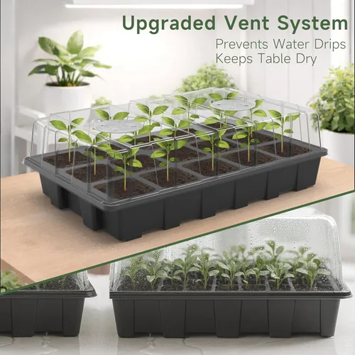 Miniatura 2 de Gardzen Paquete de 10 kits de iniciación de semillas, bandejas reutilizables para germinación de plantas con un total de 150 celdas, bandeja