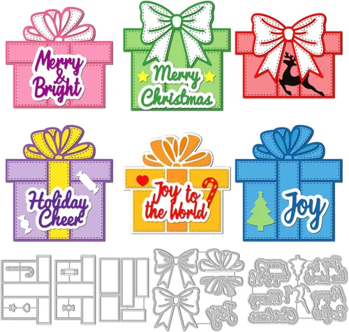 Miniatura 8 de GLOBLELAND 3 juegos de troqueles de corte de luces de Navidad para álbumes de recortes, tira de luces de metal, troquelados, plantillas de estampado