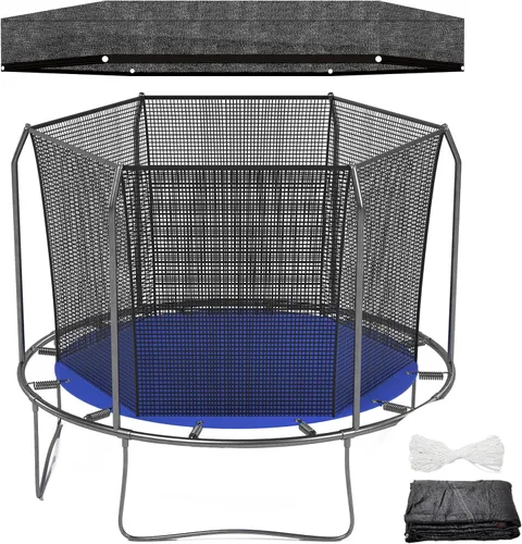 Miniatura 8 de Windyun Cubierta redonda para cama elástica de 6 agujeros, color negro, cubierta superior para tienda de campaña de 8 pies, 10 pies, 12 pies