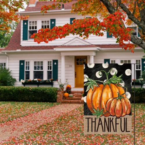 Miniatura 4 de AVOIN colorlife - Bandera de jardín con texto en inglés "Fall Thankful Thanksgiving", de 12 x 18 pulgadas Doble cara, resistente a la intemperie