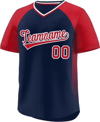 Miniatura 31 de Camiseta de béisbol personalizada con cuello en V para hombres, mujeres y jóvenes, camisetas de béisbol personalizadas con costuras o estampadas