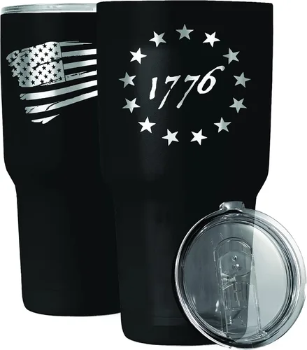 Miniatura 13 de Gadsden Flag Don't Tread on Me - Vaso patriótico de 30 onzas, taza de viaje con la bandera estadounidense, taza de café patriótica, doble
