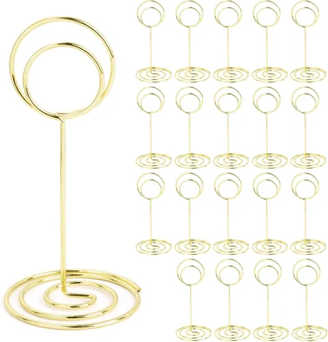 20 soportes para números de mesa, mini soportes para tarjetas de lugar, soportes para fotos, soportes para tarjetas de mesa pequeños, clips de menú