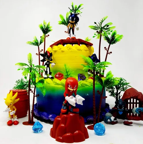 Miniatura 9 de SONIC and Friends - Decoración para pastel de fiesta de cumpleaños con figuras de Sonic y accesorios decorativos
