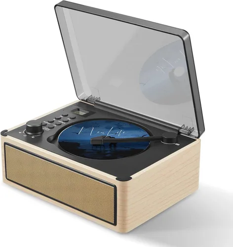 Gelielim Reproductor de CD retro, reproductor de CD de escritorio con entrada y salida Bluetooth, batería recargable, altavoces de alta fidelidad,