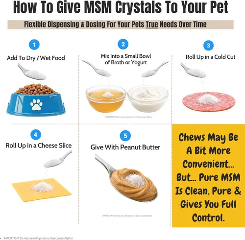 Miniatura 6 de MSM puro para perros y gatos Cristales MSM 99.9% puros Azufre orgánico para apoyo articular, movilidad, piel y pelaje 100% libre de aditivos