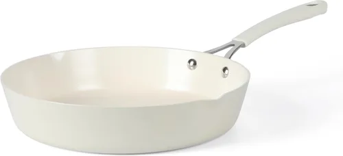Miniatura 9 de Martha Stewart Heathland - Sartén de aluminio de 8 pulgadas, no tóxico, sartén antiadherente de cerámica de alta calidad, sartén para huevos de Lino