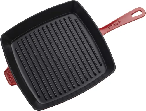 Miniatura 7 de Staub Sartén cuadrada de hierro fundido de 12 pulgadas, cereza, fabricada en Francia