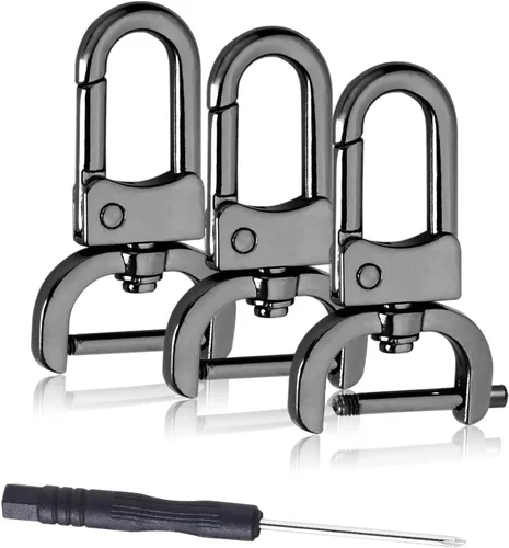 Miniatura 7 de Paquete de 6 ganchos giratorios desmontables de 1 pulgada, cierre de pinza de langosta de metal con destornillador para accesorios de llavero