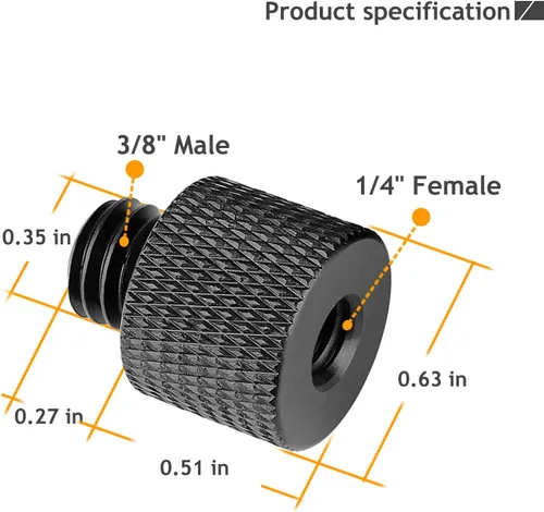 Miniatura 3 de Adaptador de tornillo de cámara de 1/4 a 3/8 de 1/4 pulgadas macho a 3/8 pulgadas hembra y adaptador de tornillo de trípode de 3/8 pulgadas a 1/4