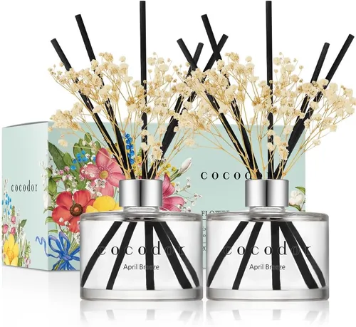 Miniatura 27 de COCODOR Juego de Difusor de Varillas de Junco con Flores / 6.7 oz / Eucalipto Limón / Difusor de Aroma con Varillas Fragancia para el Hogar Difusor