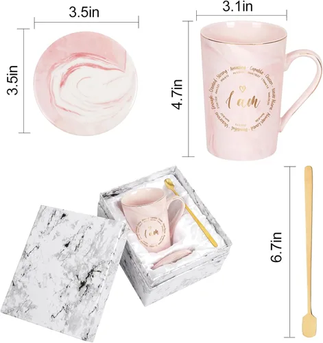 Miniatura 6 de YHRJWN - Regalos cristianos para mujeres, regalos católicos para mujer, taza de café I Am, regalos religiosos inspiradores espirituales