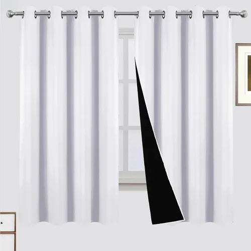 Miniatura 59 de LEMOMO Cortinas 100% opacas de 52 x 95 pulgadas, 2 paneles de oscurecimiento con aislamiento térmico para dormitorio Negro