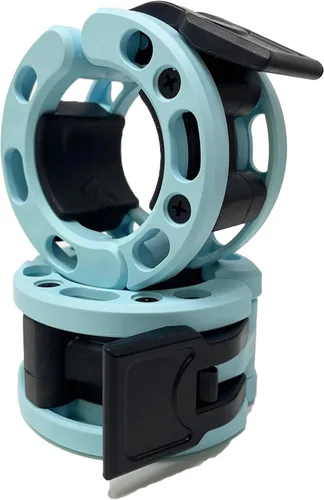 Miniatura 24 de Clout Fitness - Abrazaderas para barra de pesas olímpicas Collares de liberación rápida (2 unidades) Clips de peso con bloqueo para mancuernas de 2