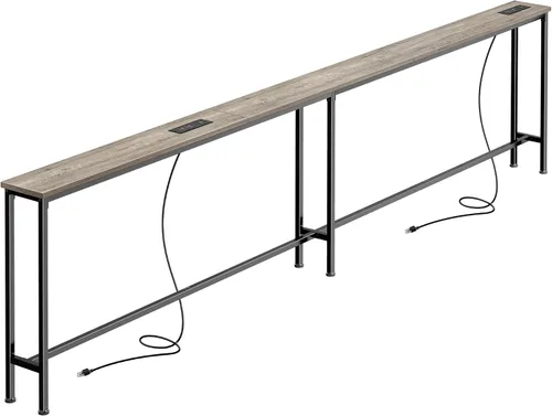 Miniatura 30 de SUPERJARE AST001Z - Mesa de sofá de 79 pulgadas con 2 tomas de corriente y puertos USB-C, mesa consola estrecha de 5.9 pulgadas con almacenamiento