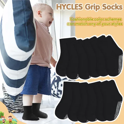Miniatura 2 de HYCLES Calcetines de agarre para niños pequeños, calcetines antideslizantes para el suelo con agarre para niños de 1 a 10 años y niñas de 6 a 12