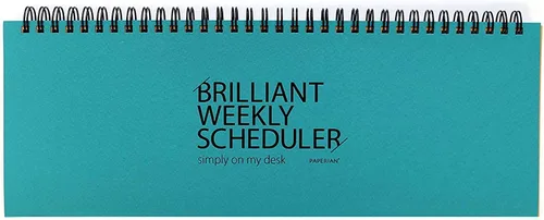 PAPERIAN Brilliant 2021 - Agenda semanal sin fecha con alambre azul (12 x 4.4 pulgadas)