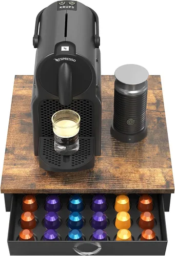 Miniatura 8 de Cajón de cápsulas de café de madera Deco Brothers compatible con 42 cápsulas de la línea original Nespresso, marrón rústico Marrón rústico con tapa
